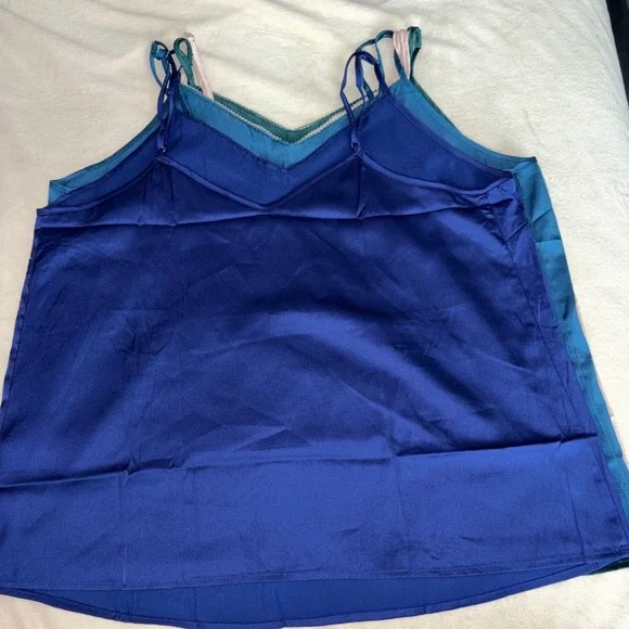 Ekouaer 6 Piece Satin Cami and Pant Set V-Neck Lace Adj Straps Jewel Tones XL - Picture 6 of 13